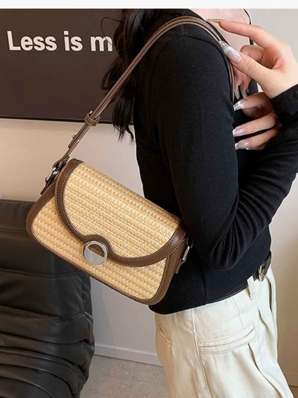 Straw Crossbody Bag for Women Small Shoulder Handbag Fashion Hobo - Picture 5 of 6
